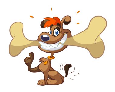 Dog with big bone clipart