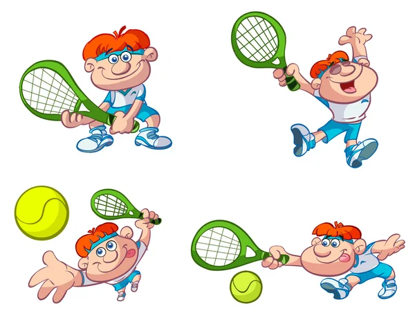 漫画のテニス選手のコレクション — ストックベクタ
