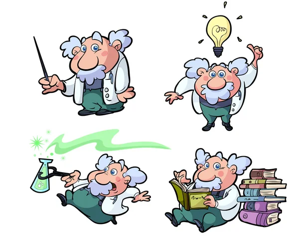 Collection of fun science professors — Stock Vector