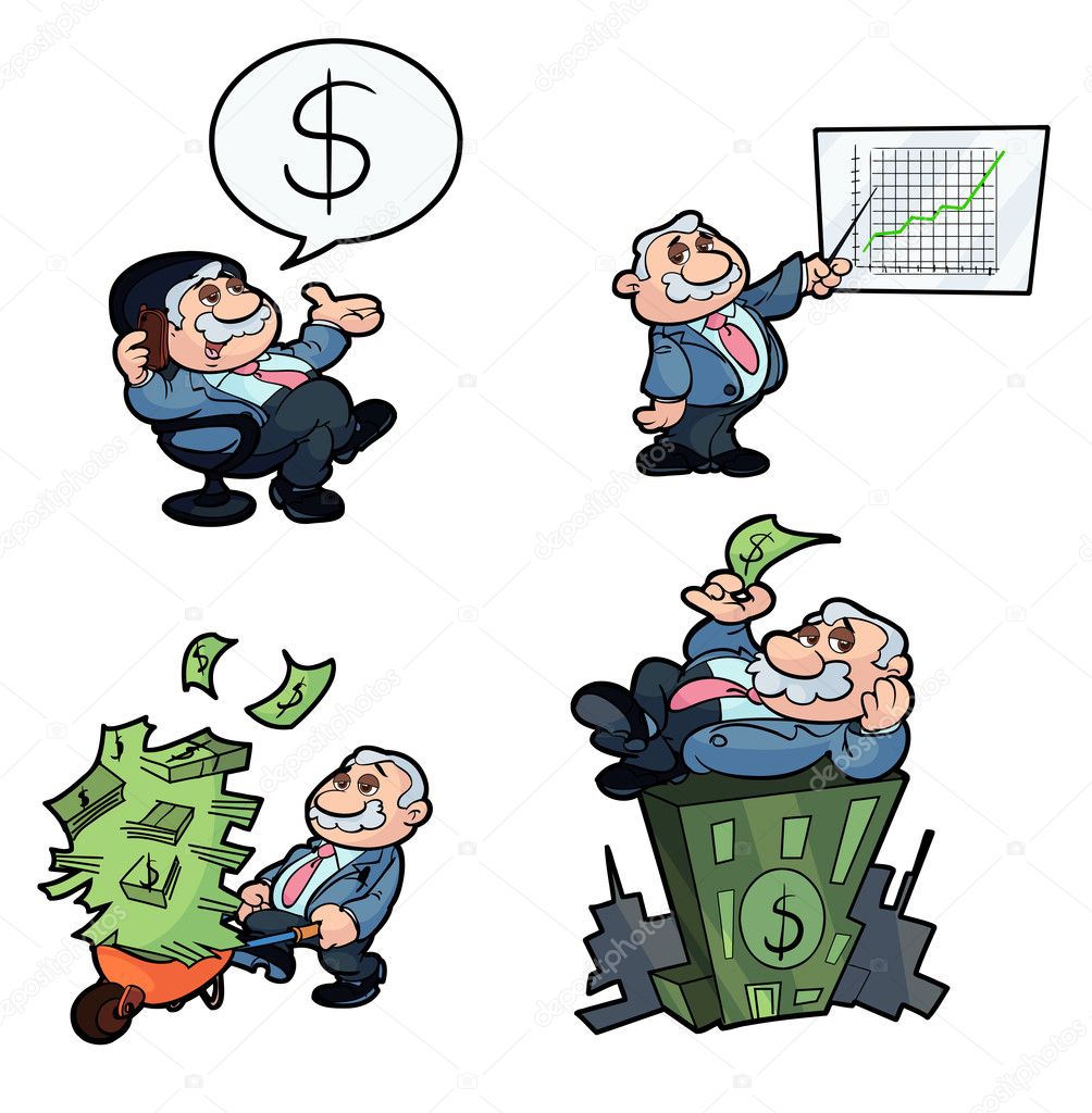 Collection of money business man
