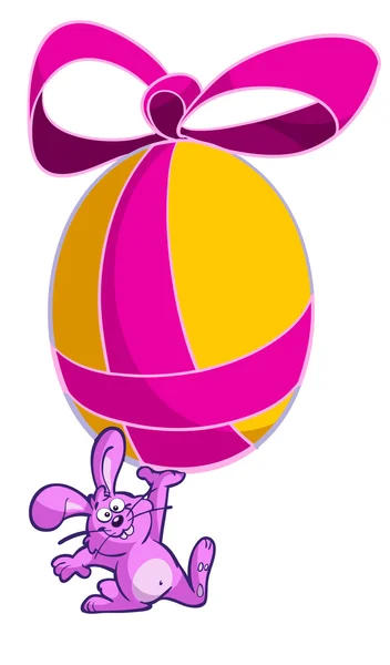 Vtipný kreslený králík s velikonoční vajíčko — Stockový vektor