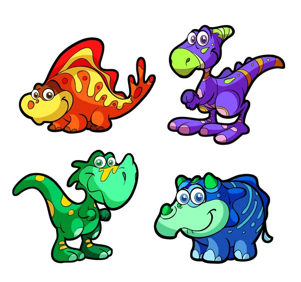 Collection de dinosaures mignons — Image vectorielle