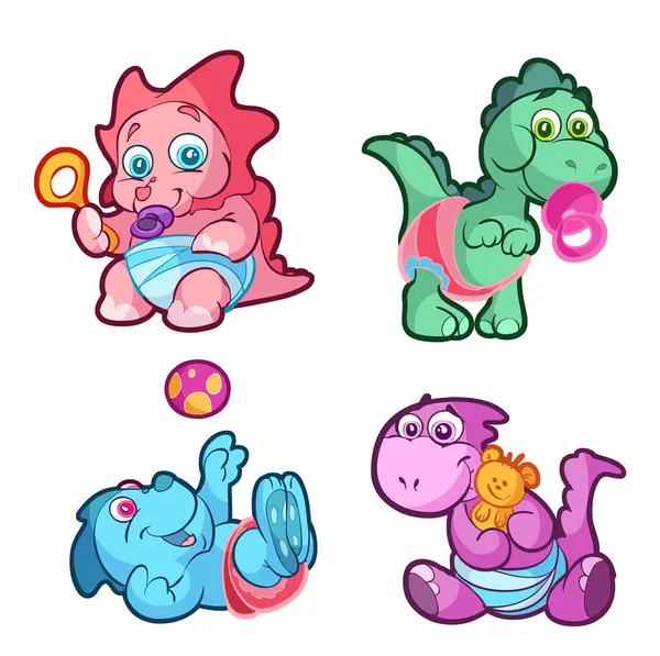 Collection of baby dino — Stock Vector