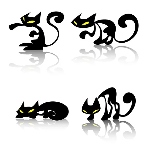 Siluetas de gato negro — Archivo Imágenes Vectoriales