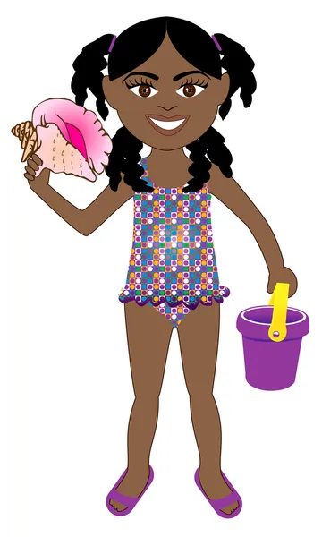 Costume da bagno Afro Girl — Vettoriale Stock