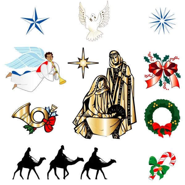 Χριστιανικές εικόνες Χριστουγέννων — Διανυσματικό Αρχείο