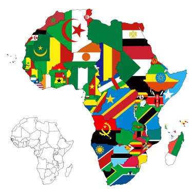 Картина, постер, плакат, фотообои "карта континентального флага африки
", артикул 8833952