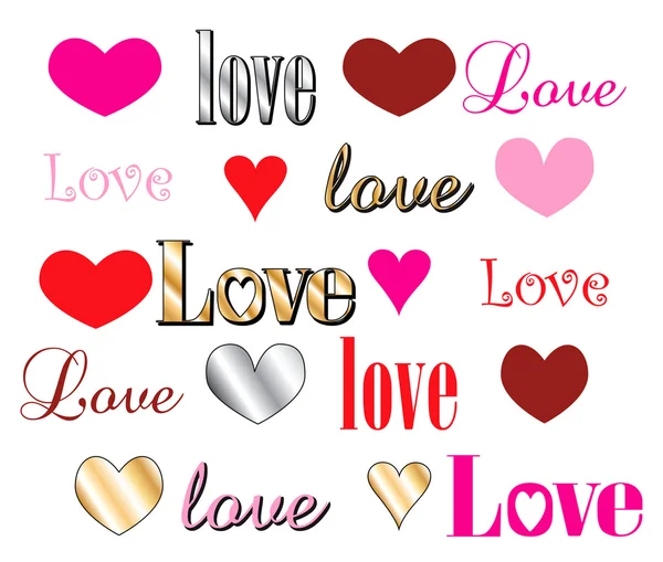 Láska srdce písma — Stockový vektor