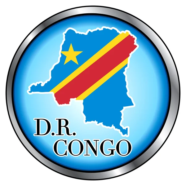 Dr コンゴ担当者丸いボタン — ストックベクタ