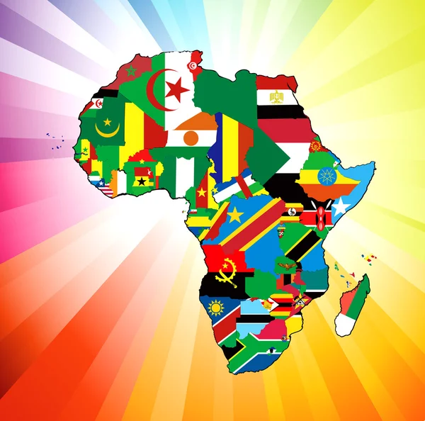 Mapa de la bandera del continente africano — Vector de stock