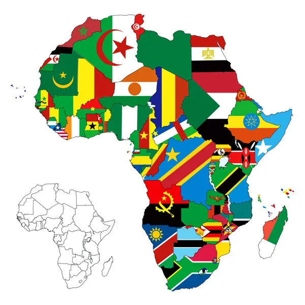 Afrika Flagge Karte — Stockvektor