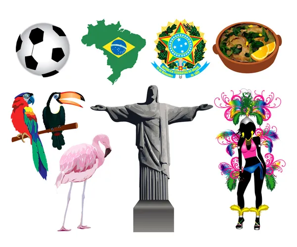 Braziliaanse iconen en symbolen. — Stockvector
