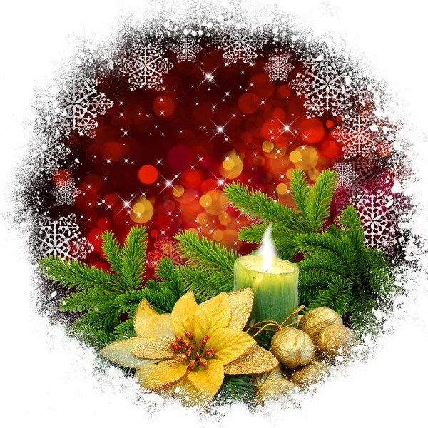 Christmas composition on a festive background — Stock Photo, Image