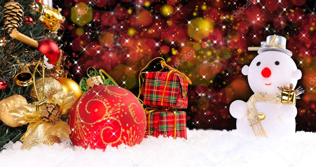 Christmas holiday background with a snow man
