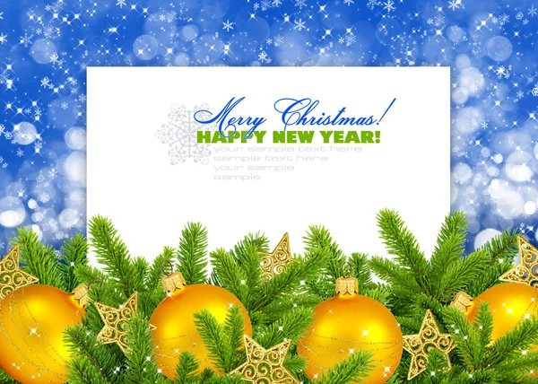 Blu e argento baubles decorazione di Natale e pino in festa — Foto Stock