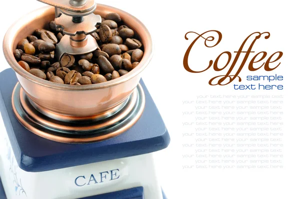 Close-up of an old-fashioned coffee grinder with space for text — Stock Photo, Image