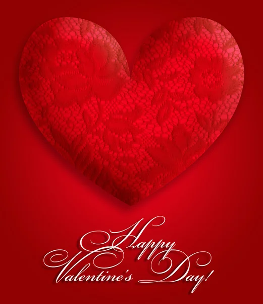 En spets som dekorativt hjärta är på en röd bakgrund — Stockfoto