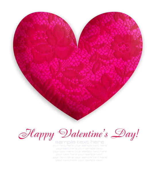 A lace decorative pink heart is on a white background — Stock Photo, Image