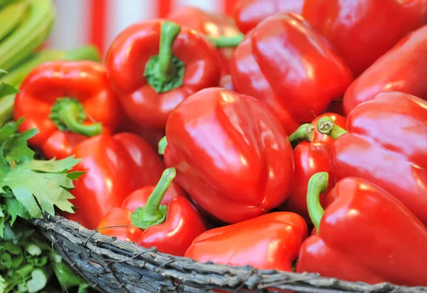 Red peppers in the basket — Stock Photo, Image