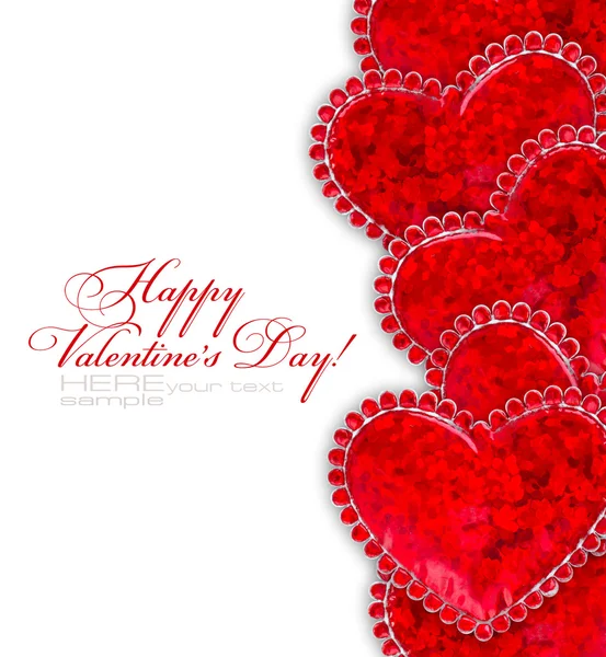 Decorative hearts on a white background with space for text — Stock Photo, Image