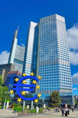 The Euro Sign Outside the Headquarters of the European Central B clipart