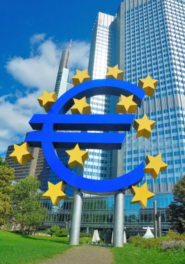 The Euro Sign Outside the Headquarters of the European Central Bank in Frankfurt clipart