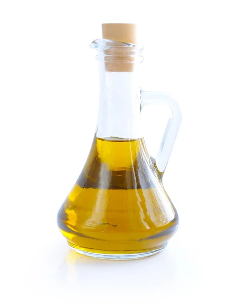 Garrafa de azeite isolada sobre fundo branco — Fotografia de Stock