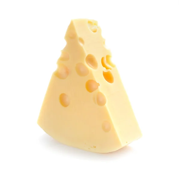 Τεμάχιο τυριού που απομονώνεται σε λευκό φόντο — Φωτογραφία Αρχείου