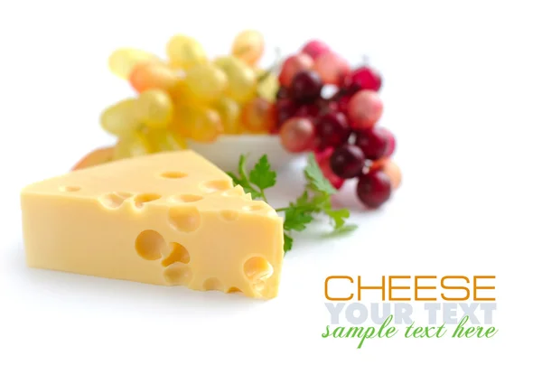 緑とつるのチーズの部分は白い背景の上 — ストック写真