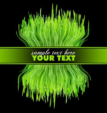 Abstract composition is from tuft of green grass on a black background clipart