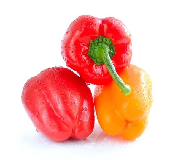 Orange och röd peppar isolerad på vit bakgrund — Stockfoto