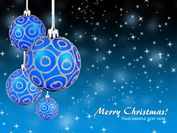 Kerstballen opknoping met linten op achtergrond — Stockfoto