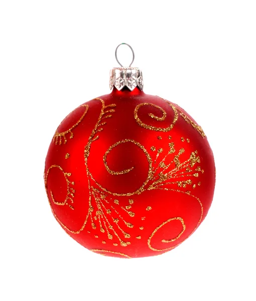 Czerwona świąteczna piłka na białym — Zdjęcie stockowe