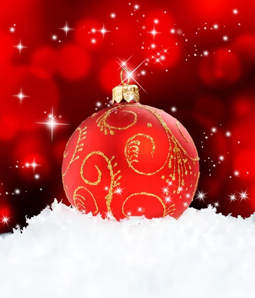 Red Christmas Ball on black — Stock Photo, Image