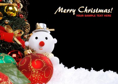 Christmas holiday background with a snow man clipart