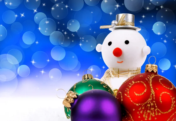 Boże Narodzenie tło wakacje z człowiekiem śniegu — Zdjęcie stockowe