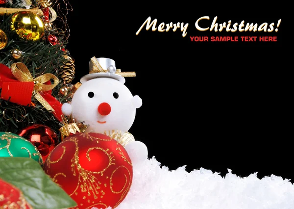 Christmas holiday bakgrund med en snögubbe — Stockfoto