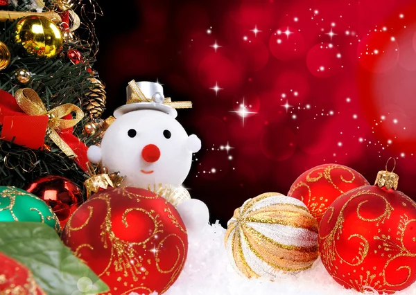 Рождественский фон со снеговиком — стоковое фото