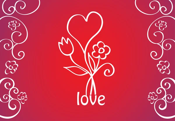 Карточка с сердцем и цветами — стоковый вектор