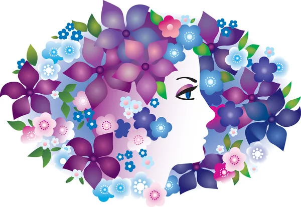 Woman and flowers — Stock Vector
