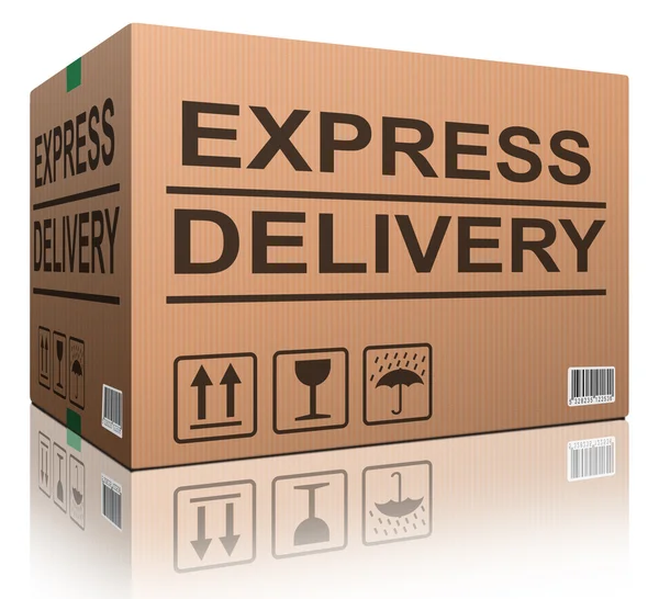 Express delivery cardboard box — Stock Photo, Image
