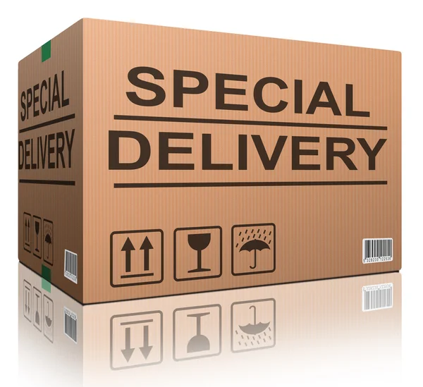 Special delivery cardboard box — Stock Photo, Image