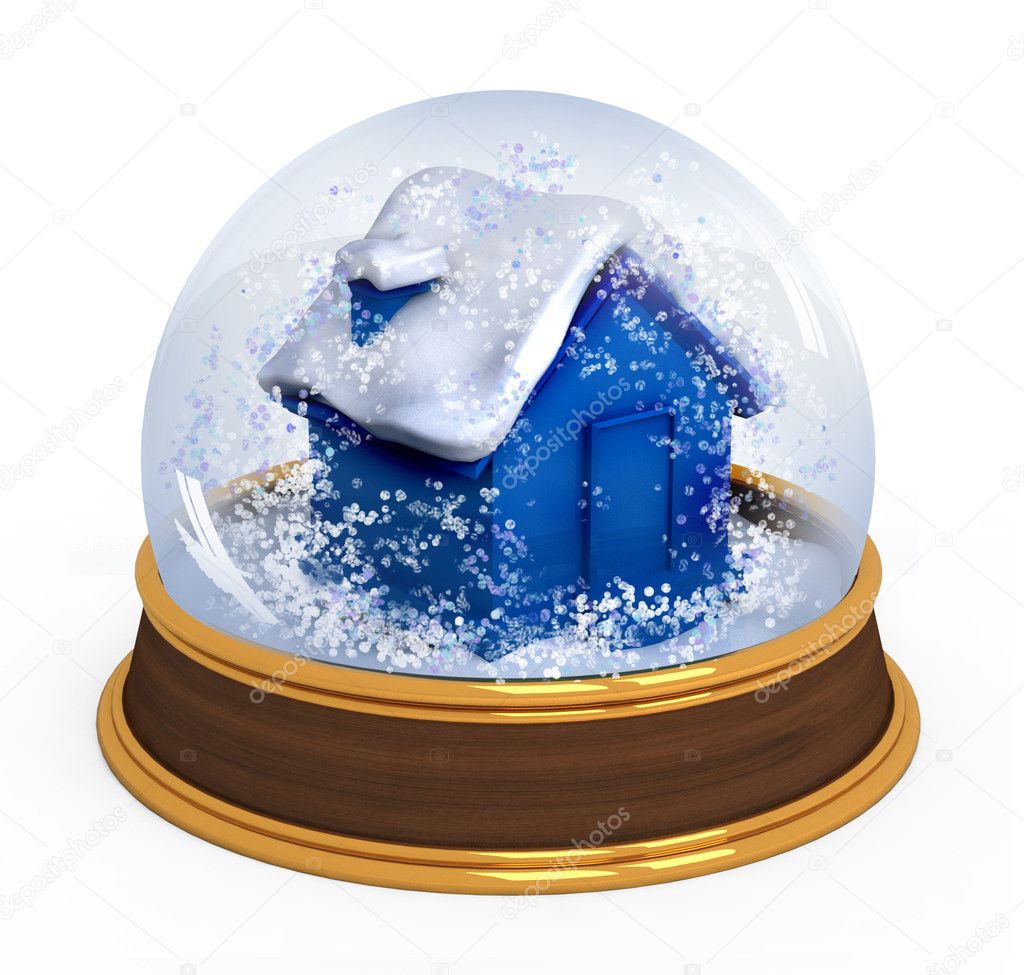Christmas snow globe on a white background