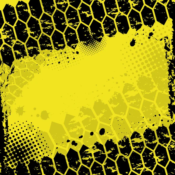 Grunge sárga gumiabroncs pálya háttere — Stock Vector