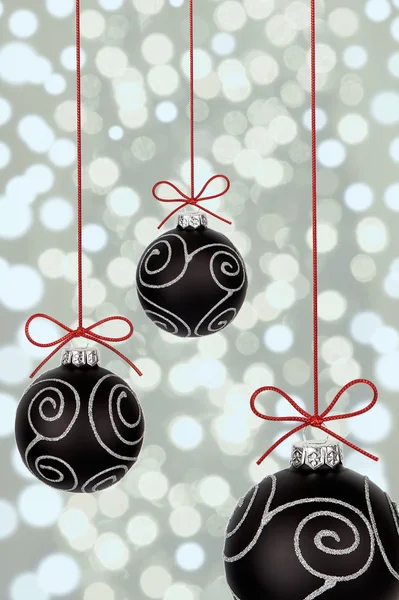 Black christmas baubles — Stock Photo, Image