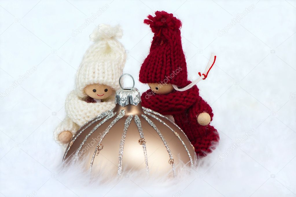 Brown christmas bauble with puppets