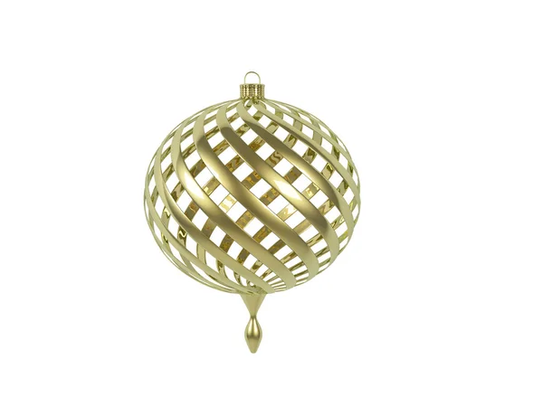 Zlatý míč Vánoc ve tvaru šroubu na bílém pozadí — Stock fotografie