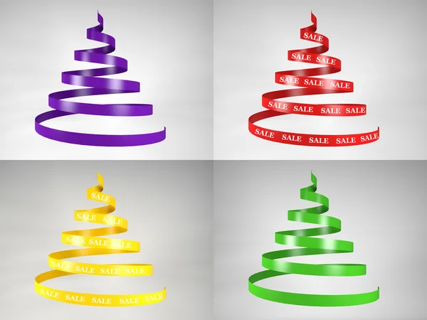 Spiral new year trees with sale text — Stock Photo, Image