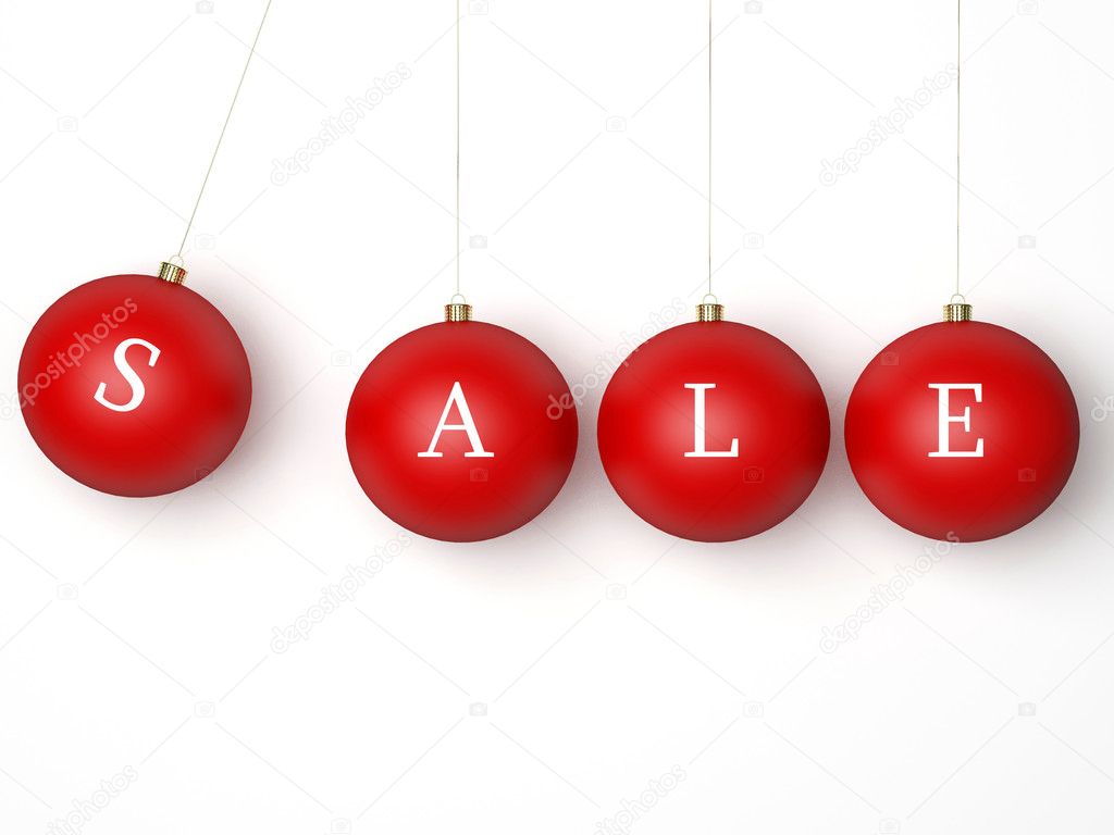 Sale Christmas red balls. Isolated on white background