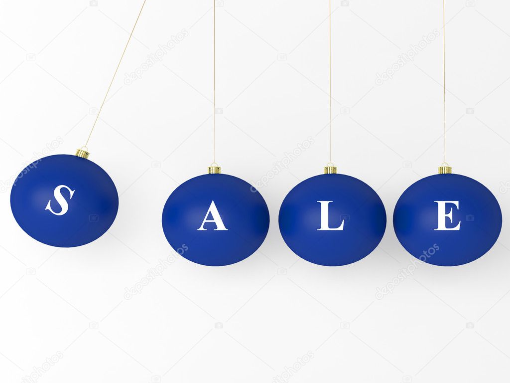 Sale Christmas blue balls. Isolated on white background